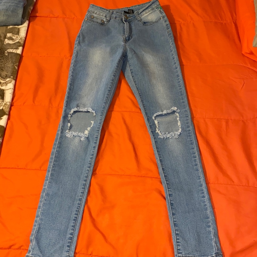 High Waist Distressed Jeans